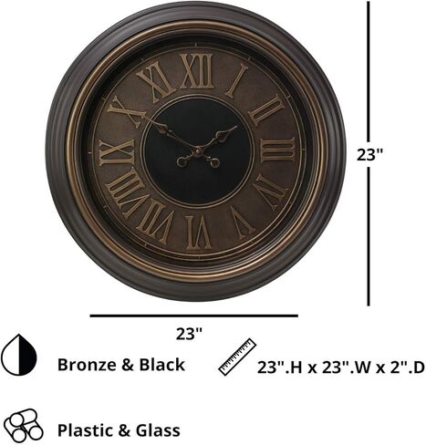 Kiera Grace Decorative Round Wall Clocks, Bronze, Black in Kuwait