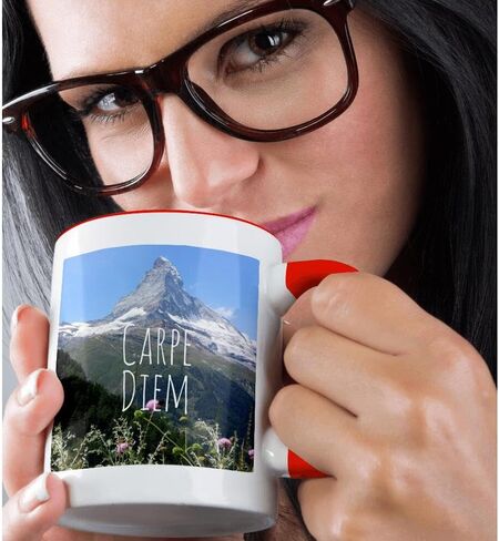 3dRose Carpe Diem-Seize the Day inspiring words-Motivational mountain photography Mug, 11 oz, Black in Saudi Arabia