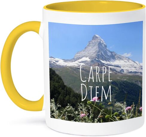 3dRose Carpe Diem-Seize the Day inspiring words-Motivational mountain photography Mug, 11 oz, Black in Saudi Arabia