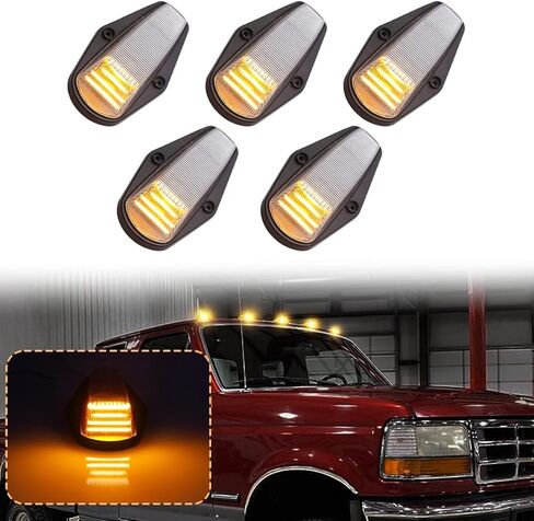 LED Cab Roof Marker Lights Compatible with F150 F250 1984-1996 & F250 HD 1997 & F350 1984-1997 & F Super Duty 1988-1997 Running Top Marker Lamp (Smoked Lens & Amber Light) in Kuwait