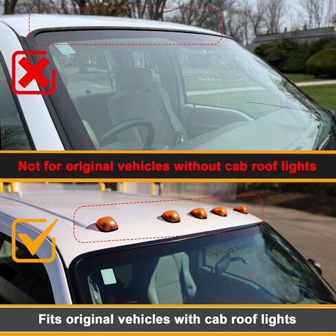 LED Cab Roof Marker Lights Compatible with F150 F250 1984-1996 & F250 HD 1997 & F350 1984-1997 & F Super Duty 1988-1997 Running Top Marker Lamp (Smoked Lens & Amber Light) in Kuwait