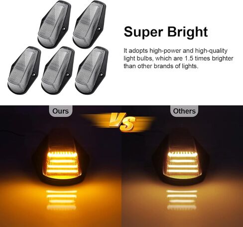 LED Cab Roof Marker Lights Compatible with F150 F250 1984-1996 & F250 HD 1997 & F350 1984-1997 & F Super Duty 1988-1997 Running Top Marker Lamp (Smoked Lens & Amber Light) in Kuwait