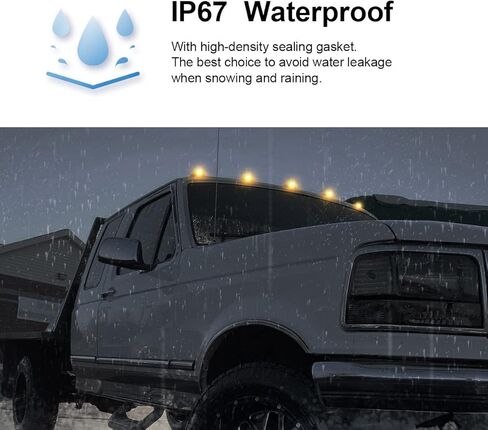 LED Cab Roof Marker Lights Compatible with F150 F250 1984-1996 & F250 HD 1997 & F350 1984-1997 & F Super Duty 1988-1997 Running Top Marker Lamp (Smoked Lens & Amber Light) in Kuwait