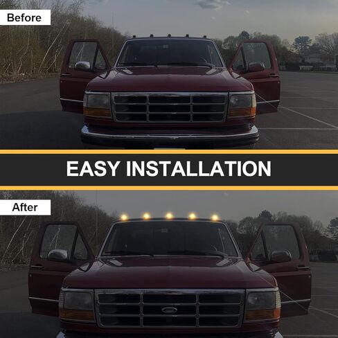 LED Cab Roof Marker Lights Compatible with F150 F250 1984-1996 & F250 HD 1997 & F350 1984-1997 & F Super Duty 1988-1997 Running Top Marker Lamp (Smoked Lens & Amber Light) in Kuwait
