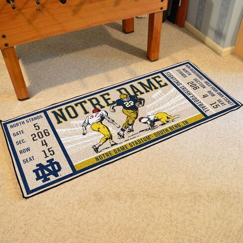 FANMATS 23145 NCAA - Notre Dame Fighting Irish Ticket Design Runner Rug - 30in. x 72in. | Sports Fan Area Rug, Home Decor Rug and Tailgating Mat in Saudi Arabia