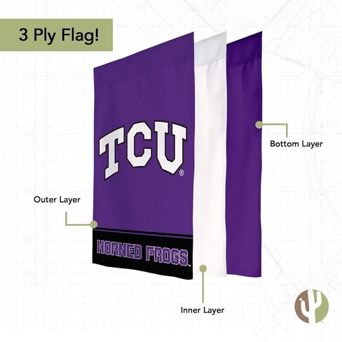 Desert Cactus Texas Christian University Garden Flag Horned Frogs TCU Banner 100% Polyester (Design B) in Saudi Arabia