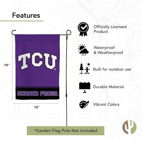 Desert Cactus Texas Christian University Garden Flag Horned Frogs TCU Banner 100% Polyester (Design B) in Saudi Arabia