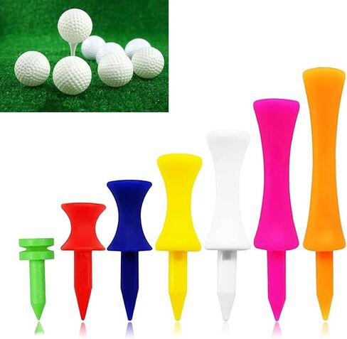 70 Pack Plastic Golf Tees 1", 1 1/4", 1 1/2", 1 3/4", 2", 2 1/4", 2 3/4" Available, Multi-Color Wear-Resistant Portable Golf Ball Tees, Golf Step Down Tees in Saudi Arabia