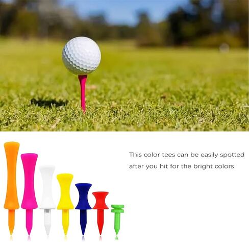 70 Pack Plastic Golf Tees 1", 1 1/4", 1 1/2", 1 3/4", 2", 2 1/4", 2 3/4" Available, Multi-Color Wear-Resistant Portable Golf Ball Tees, Golf Step Down Tees in Saudi Arabia