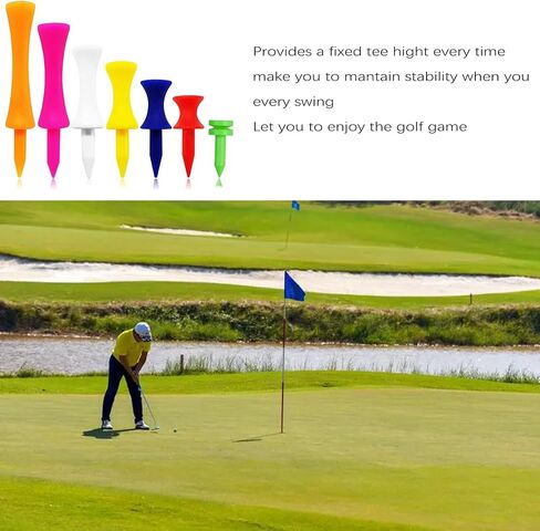 70 Pack Plastic Golf Tees 1", 1 1/4", 1 1/2", 1 3/4", 2", 2 1/4", 2 3/4" Available, Multi-Color Wear-Resistant Portable Golf Ball Tees, Golf Step Down Tees in Saudi Arabia
