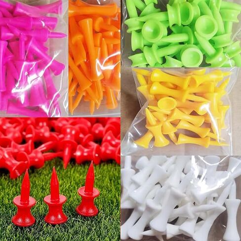 70 Pack Plastic Golf Tees 1", 1 1/4", 1 1/2", 1 3/4", 2", 2 1/4", 2 3/4" Available, Multi-Color Wear-Resistant Portable Golf Ball Tees, Golf Step Down Tees in Saudi Arabia