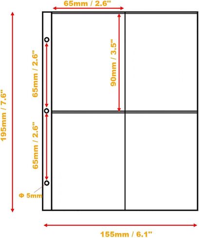 4 Pocket Trading Card Pages Sleeves Protector for 3 Ring Small Binders Double Sided Top Loading 50 Pages 400 Regular Cards in Kuwait