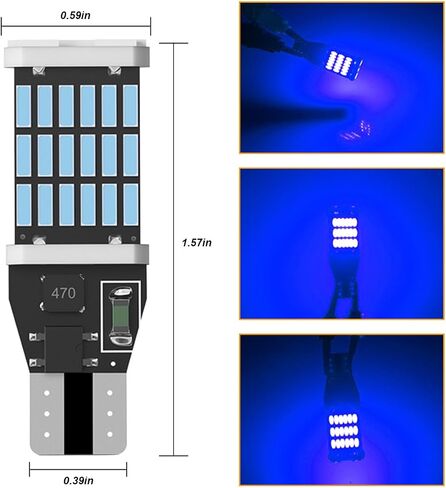 4 عبوات من مصابيح LED العكسية للسيارة، شرائح T15 4014 45SMD لمبة وامضة احتياطية، مصباح إشارة الانعطاف بدون خطأ في فرامل السيارة، غير قطبية 12 فولت تيار مستمر W16W (أصفر) in Saudi Arabia