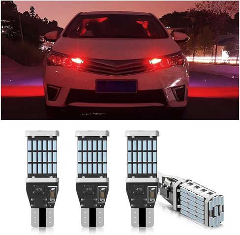 4 عبوات من مصابيح LED العكسية للسيارة، شرائح T15 4014 45SMD لمبة وامضة احتياطية، مصباح إشارة الانعطاف بدون خطأ في فرامل السيارة، غير قطبية 12 فولت تيار مستمر W16W (أصفر) in Saudi Arabia