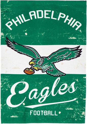 علم الفريق الرياضي الأمريكي فيلادلفيا إيجلز NFL من الكتان العتيق - 28 بوصة عرض × 44 بوصة ارتفاع داخلي وخارجي علم ديكور مزدوج الجوانب لمحبي كرة القدم in Kuwait