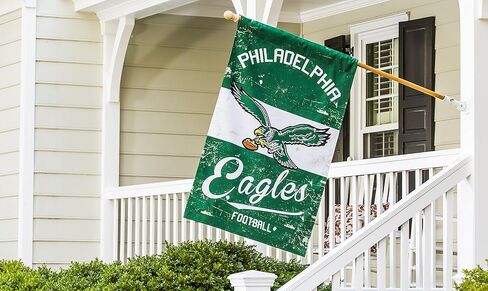 علم الفريق الرياضي الأمريكي فيلادلفيا إيجلز NFL من الكتان العتيق - 28 بوصة عرض × 44 بوصة ارتفاع داخلي وخارجي علم ديكور مزدوج الجوانب لمحبي كرة القدم in Kuwait