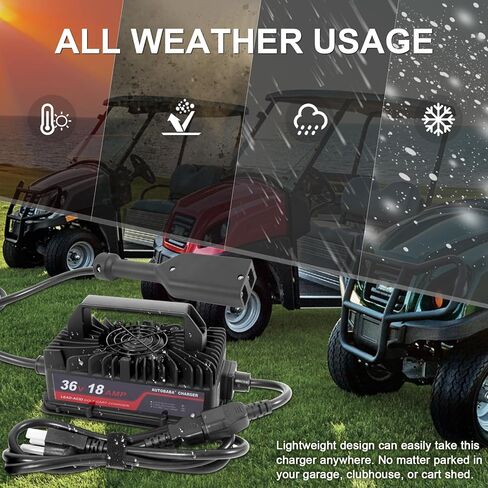 36 فولت 18 أمبير شاحن بطارية عربة الجولف 2-Pin D نمط التوصيل شاحن متوافق مع عربات الجولف EZGO TXT (حمض الرصاص) in Kuwait