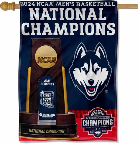 لافتة WinCraft Connecticut Huskies 2024 للأبطال الوطنيين لكرة السلة، علم عمودي in Saudi Arabia