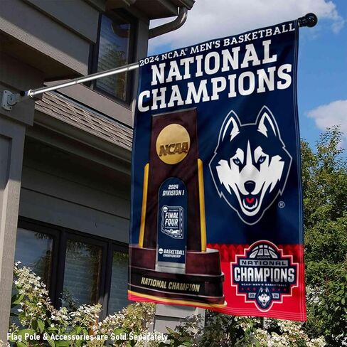 لافتة WinCraft Connecticut Huskies 2024 للأبطال الوطنيين لكرة السلة، علم عمودي in Saudi Arabia