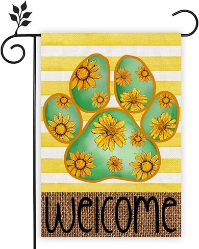 Summer Decorations Hello Summer Garden Flag Spring Floral Decor Summer Sunflower Dog Paw Banner Spring Summer Decorations for Home Party in Saudi Arabia