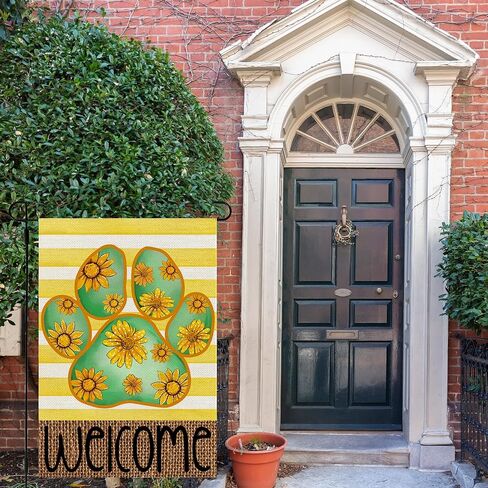 Summer Decorations Hello Summer Garden Flag Spring Floral Decor Summer Sunflower Dog Paw Banner Spring Summer Decorations for Home Party in Saudi Arabia