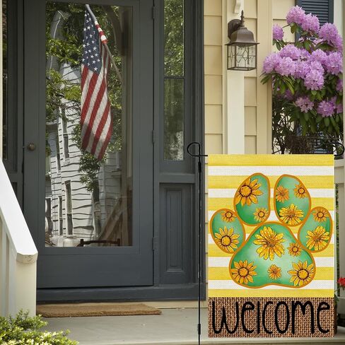 Summer Decorations Hello Summer Garden Flag Spring Floral Decor Summer Sunflower Dog Paw Banner Spring Summer Decorations for Home Party in Saudi Arabia