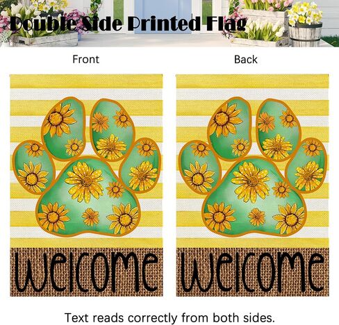 Summer Decorations Hello Summer Garden Flag Spring Floral Decor Summer Sunflower Dog Paw Banner Spring Summer Decorations for Home Party in Saudi Arabia