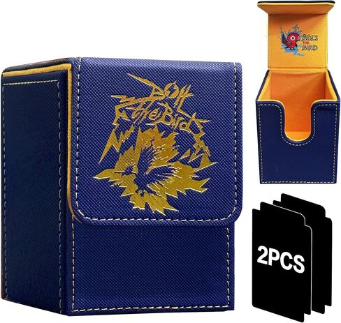 MTG Deck Box Commander BTB, Fits 100 Single Sleeved Cards, 2 Dividers, Strong Magnet Magic the Gathering Deck Box PU Leather Trading Card Storage Box for TCG, CCG, MTG Cards-Blue Yellow in Saudi Arabia