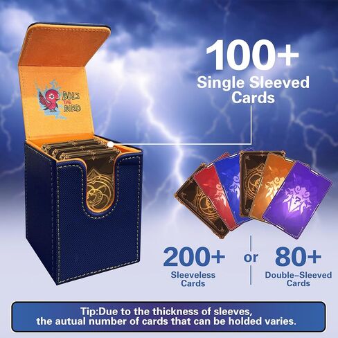 MTG Deck Box Commander BTB, Fits 100 Single Sleeved Cards, 2 Dividers, Strong Magnet Magic the Gathering Deck Box PU Leather Trading Card Storage Box for TCG, CCG, MTG Cards-Blue Yellow in Saudi Arabia
