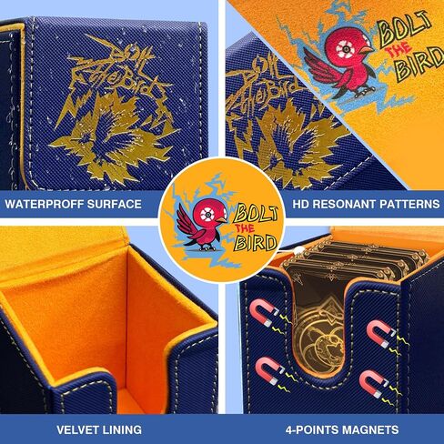 MTG Deck Box Commander BTB, Fits 100 Single Sleeved Cards, 2 Dividers, Strong Magnet Magic the Gathering Deck Box PU Leather Trading Card Storage Box for TCG, CCG, MTG Cards-Blue Yellow in Saudi Arabia
