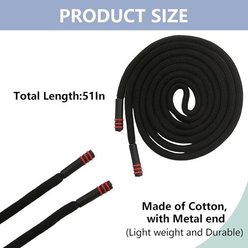BOROLA 1Pcs 51 Inch Fashionable Durable Cotton Drawstring, Premium Hoodie, Sports Pants, Shorts Universal Drawstring Replacement (Black Rope, Cylinder Metal Head) in Saudi Arabia