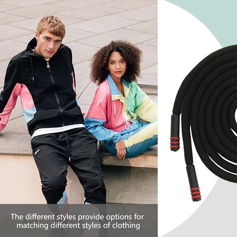BOROLA 1Pcs 51 Inch Fashionable Durable Cotton Drawstring, Premium Hoodie, Sports Pants, Shorts Universal Drawstring Replacement (Black Rope, Cylinder Metal Head) in Saudi Arabia