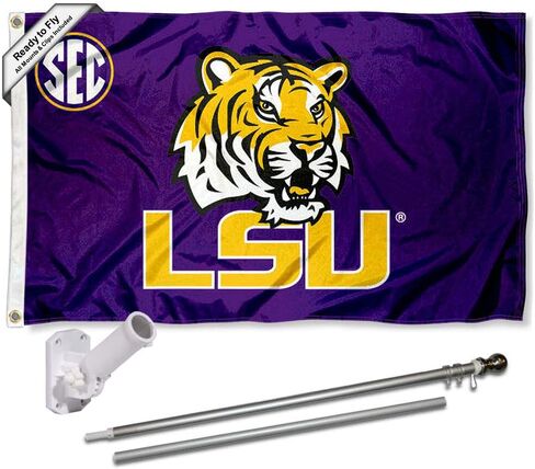 College Flags & Banners Co. Louisiana State LSU Tigers SEC Flag with Pole and Bracket Kit in Saudi Arabia