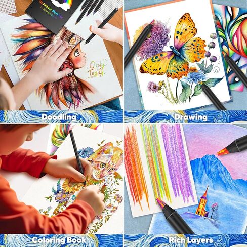 8-Color Rainbow Pencils for Adult Coloring Books, Aesthetic Jumbo Colored Pencils Art Supplies for Drawing, Coloring, Cute Drawing Kit Fun Pencils Cool Stuff, Gifts for Kids, School Supplies in Saudi Arabia