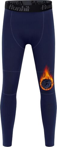 Runhit Boys Compression Leggings Fleece Lined - Youth Sports Tights Kids Thermal Base Layer Pants Cold Weather Gear in Saudi Arabia
