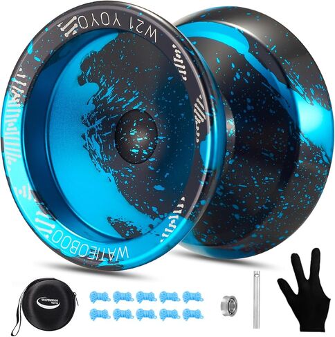 WATIEOBOO R8 يويو احترافية مستجيبة يويو، يويو معدنية للأطفال المبتدئين، استبدال محمل يويو غير مستجيب لمشغل يويو المتقدم + أداة حمل إزالة + محور + حافظة يويو (أزرق) in Kuwait
