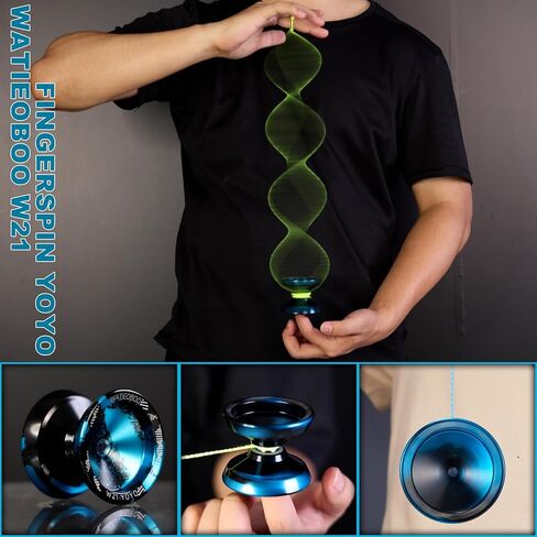 WATIEOBOO R8 يويو احترافية مستجيبة يويو، يويو معدنية للأطفال المبتدئين، استبدال محمل يويو غير مستجيب لمشغل يويو المتقدم + أداة حمل إزالة + محور + حافظة يويو (أزرق) in Kuwait