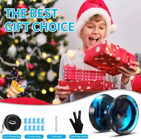 WATIEOBOO R8 يويو احترافية مستجيبة يويو، يويو معدنية للأطفال المبتدئين، استبدال محمل يويو غير مستجيب لمشغل يويو المتقدم + أداة حمل إزالة + محور + حافظة يويو (أزرق) in Kuwait