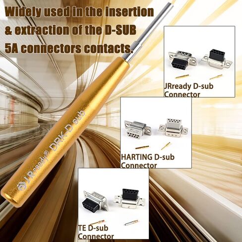 أداة إزالة دبابيس موصل D SUB JRready DRK-D SUB أداة استخراج دبابيس الإدراج لـ TE/AMP/Harting شديدة التحمل 5A Han D SUB موصل تجعيد جهات الاتصال، ID:0.07، OD: 0.09 in Kuwait