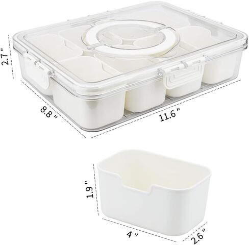Divided serving tray with lid and handle，snack box container-Transparent snacklebox that can hold candies, snacks, dried fruits, salads, and other snacks (2 pack with 16 dividers) in Saudi Arabia