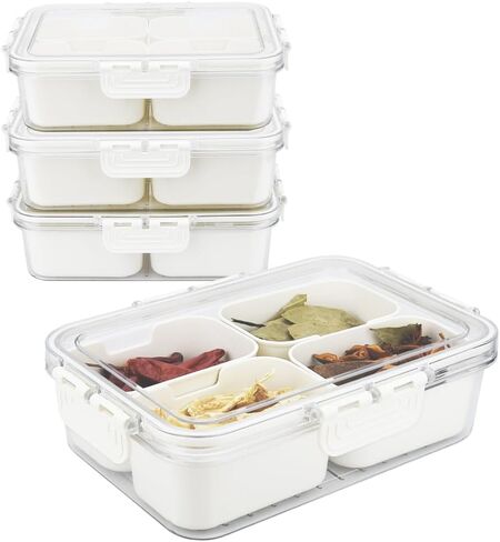 Divided serving tray with lid and handle，snack box container-Transparent snacklebox that can hold candies, snacks, dried fruits, salads, and other snacks (2 pack with 16 dividers) in Saudi Arabia