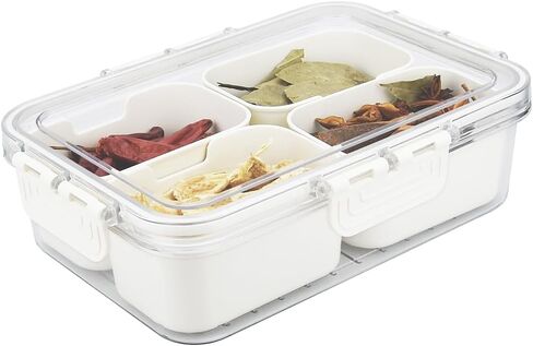 Divided serving tray with lid and handle，snack box container-Transparent snacklebox that can hold candies, snacks, dried fruits, salads, and other snacks (2 pack with 16 dividers) in Saudi Arabia