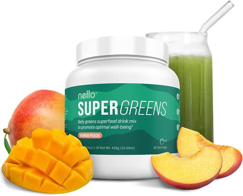 Nello Supergreens - Premium Superfood Greens Drink Mix with Chlorella, Moringa, Spinach, & Broccoli + Digestive Enzymes & Probiotic Blend -Nutrient-Packed Greens Powder Superfood for Wellness(30 SRV) in Saudi Arabia