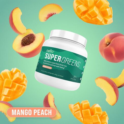 Nello Supergreens - Premium Superfood Greens Drink Mix with Chlorella, Moringa, Spinach, & Broccoli + Digestive Enzymes & Probiotic Blend -Nutrient-Packed Greens Powder Superfood for Wellness(30 SRV) in Saudi Arabia