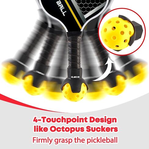MLP-2 PCS Pickleball وTennis Ball Retriever مثل الأخطبوط، جزء علوي فريد من نوعه بتصميم 4 لمس، يناسب أي مضارب - ملحقات مثالية لهواة الجمع - محمولة وخفيفة الوزن ومتينة ومتعددة الاستخدامات in Kuwait