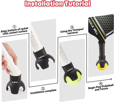 MLP-2 PCS Pickleball وTennis Ball Retriever مثل الأخطبوط، جزء علوي فريد من نوعه بتصميم 4 لمس، يناسب أي مضارب - ملحقات مثالية لهواة الجمع - محمولة وخفيفة الوزن ومتينة ومتعددة الاستخدامات in Kuwait