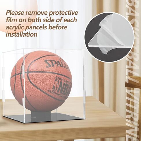 حافظة عرض كرة السلة، صندوق عرض علبة كرة السلة الأكريليك مع حامل، حافظة عرض أكريليك شفافة لكرة السلة الموقعة، كرة القدم، المقتنيات، نماذج السيارات، الدمى in Kuwait