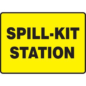 Accuform MCHL563VP Plastic Safety Sign, "Spill-KIT Station", 7" Length x 10" Width x 0.055" Thickness, Black on Yellow