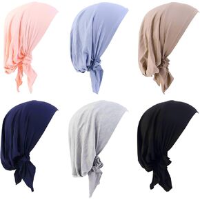 6 Pieces Solid Women Chemo Hat Turban Beanie,Pre Tied Chemo Head Scarf Beanie Skull Cover Cap for Women Hair Loss in Kuwait
