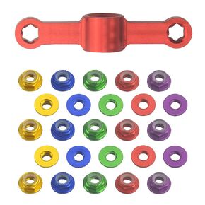 WMYCONGCONG 25 PCS M5 Aluminum Nylon Lock Nuts M5 Flange Nylon Insert Self-Locking Nut with Quick Release Wrench Tool for RC Drone FPV Parts